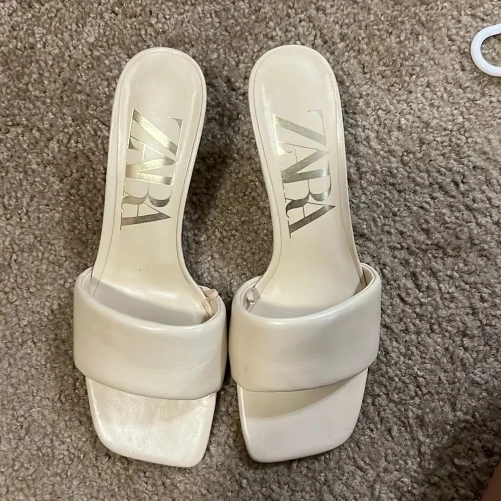 Zara leather heeled mules